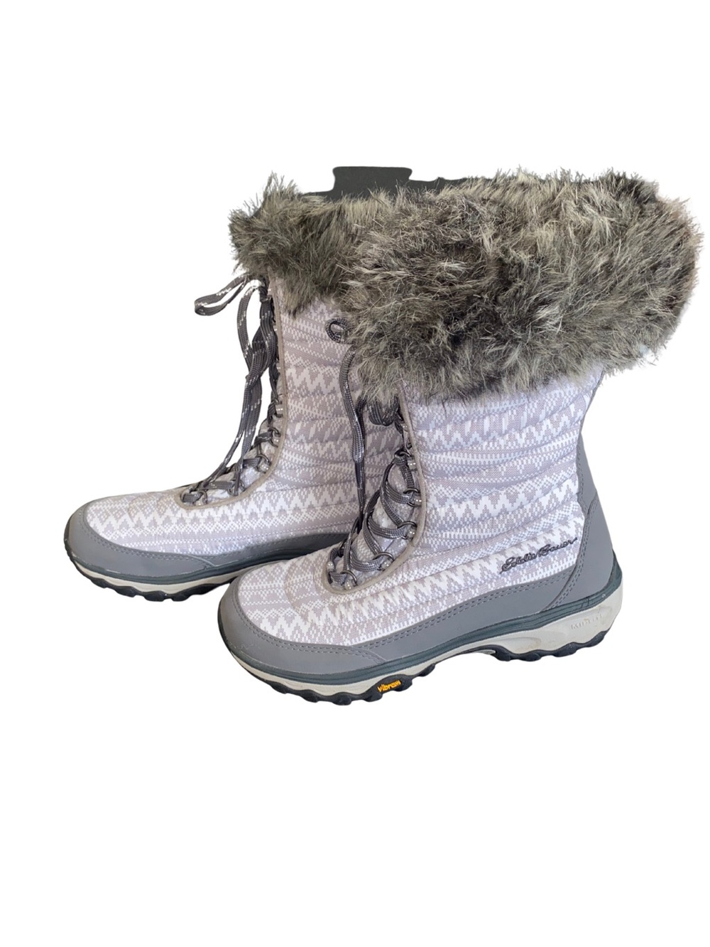 Eddie Bauer Womens 7 Snow Boots ThermaFill 200g Vibram Faux Fur Nordic Winter